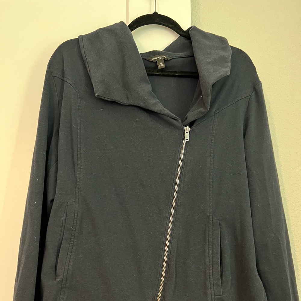 Banana Republic Navy Asymmetrical Knit Jacket